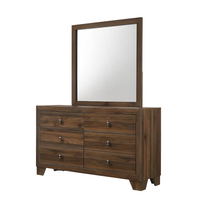 Linette Brown Fabric Upholstered Panel Bed
