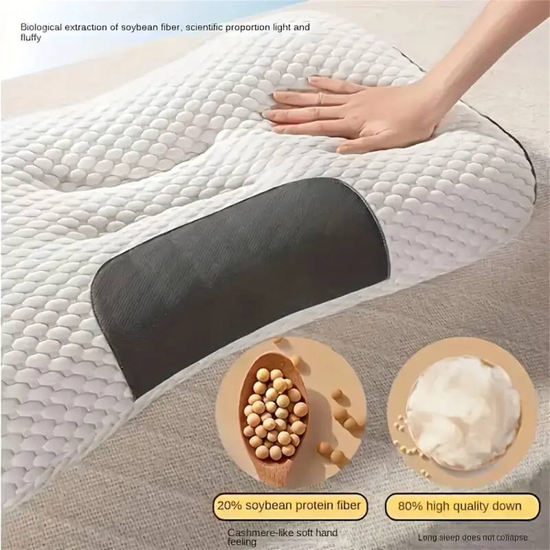 Cervical Pillow for Neck, Shoulder, & Back Pain Relief-Ergonomic Orthopedic Contour Pillow for Back and Side Sleep - Beige