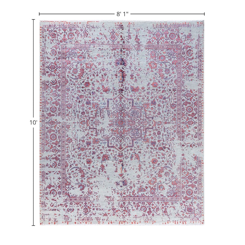 Ikat One-of-a-Kind Hand-Knotted Area Rug - Gray, 8' 1" x 10' 0" - 8' 1" x 10' 0"