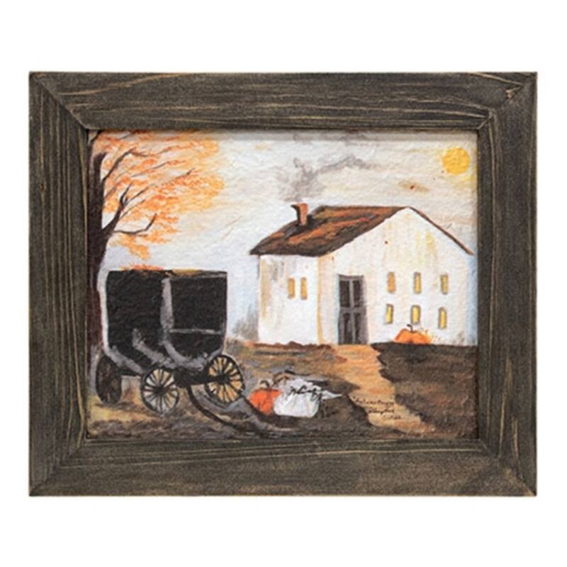 Rustic Fall Decor Autumn Buggy Textured Framed Print - Multi