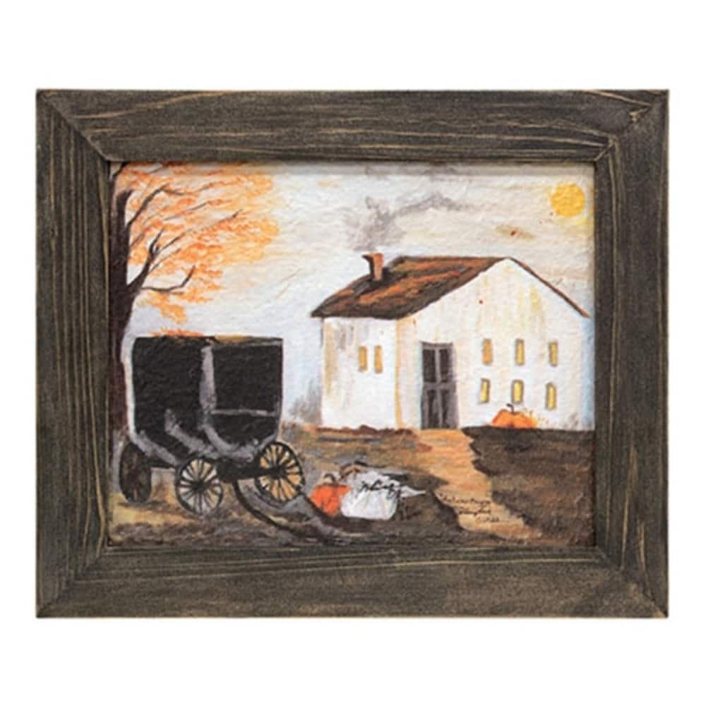 Rustic Fall Decor Autumn Buggy Textured Framed Print