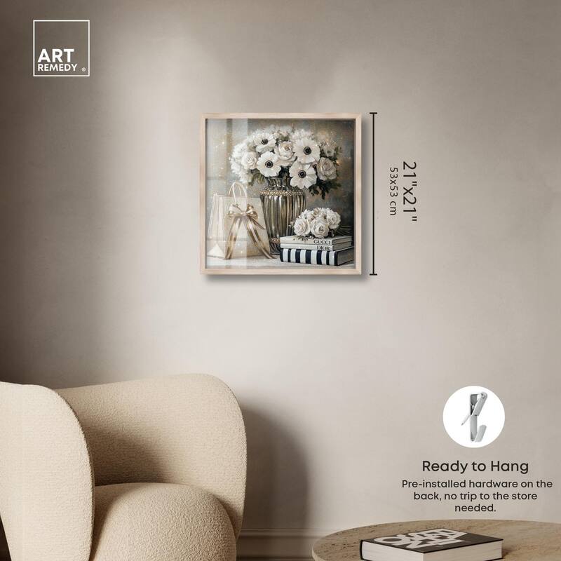 Elegant Flowers Books Neutral Shadowbox by Art Remedy