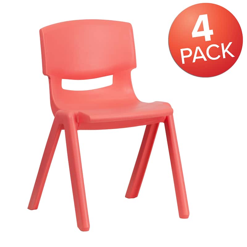 4 Pack Plastic Stackable K-2 School Chair with 13.25"H Seat
