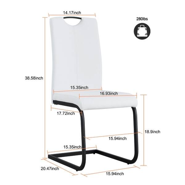 Modern PU Leather Dining Chairs Set of 2 Side Chairs, Metal Frame