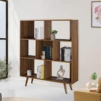 Arbor Mid-century Modern Walnut Wooden 7 Shelf Bookcase Display Cabinet ...