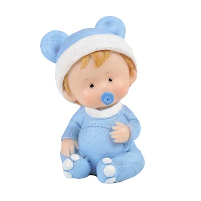 Set of 12 Baby Boy with Pacifier Figurine Blue Baby Shower Favor 3in - 3" H x 1.5" W x 1.5" DP