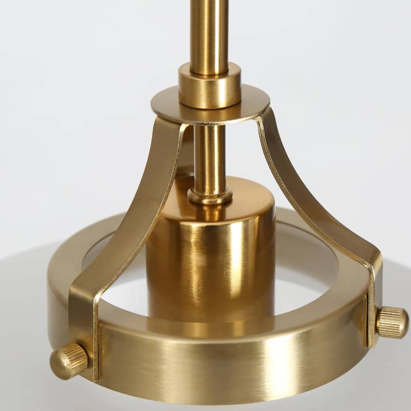 Modern Gold 1-Light Schoolhouse Pendant Light with Frosted Glass for Kitchen Island - Electroplated Dark Gold - Dia.9.1"xH9.1"