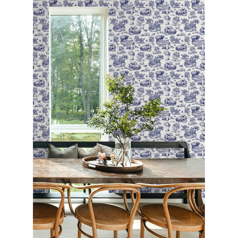 Rachel Antonoff Blue The Chase Peel Stick Wallpaper