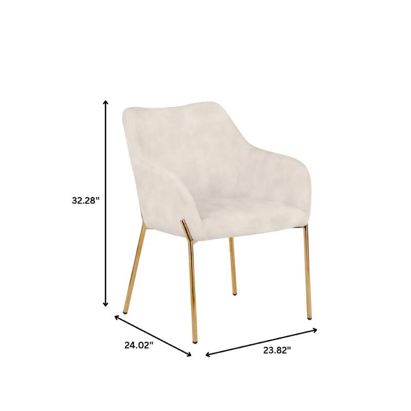 Zaire Upholstered Dining Chair in Velvet/Leather/Boucle with Gold Chrome Iron Set of 4