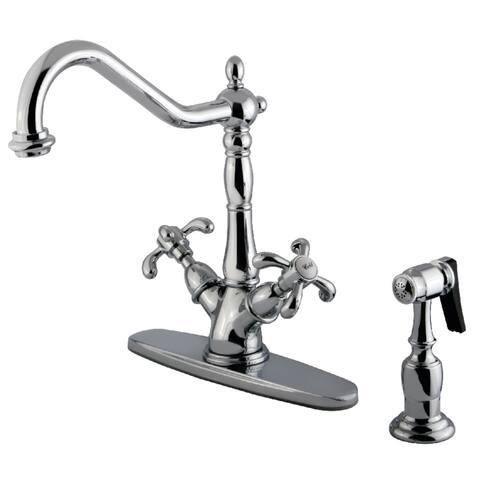 French Country Deck Mount Kitchen Faucet with Brass Sprayer