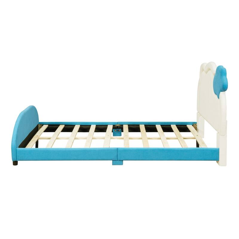 Platform Bed w/Cloud-Shaped Headboard&Embedded Light Stripe,Frame Ded