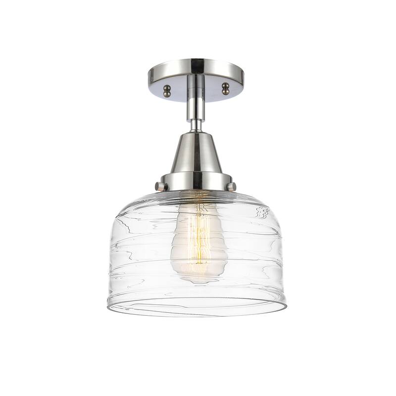 Innovations Lighting Caden Bell - 1 Light 8" Flush Mount - Polished Chrome/Clear Deco Swirl