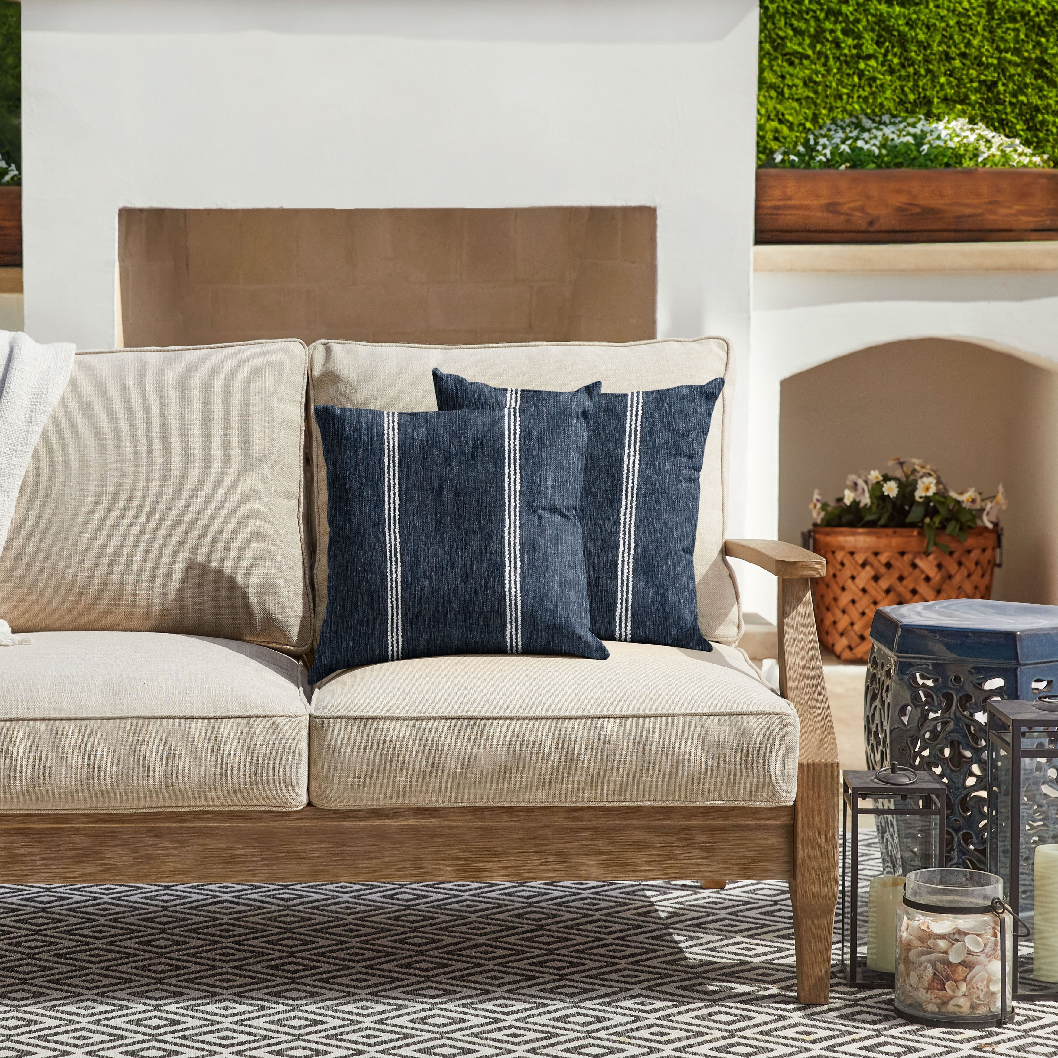 Sorra Home Sunbrella Outdoor Knife Edge Pillow Set of 2