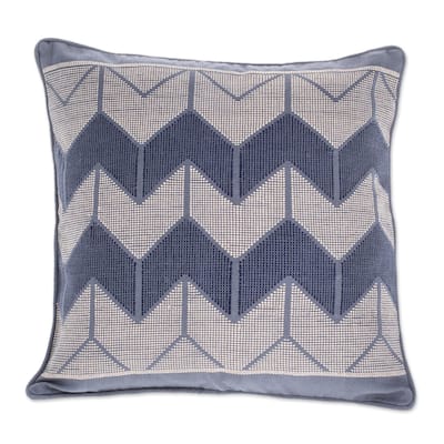 Novica Handmade Chevron Geometry Cotton Cushion Cover