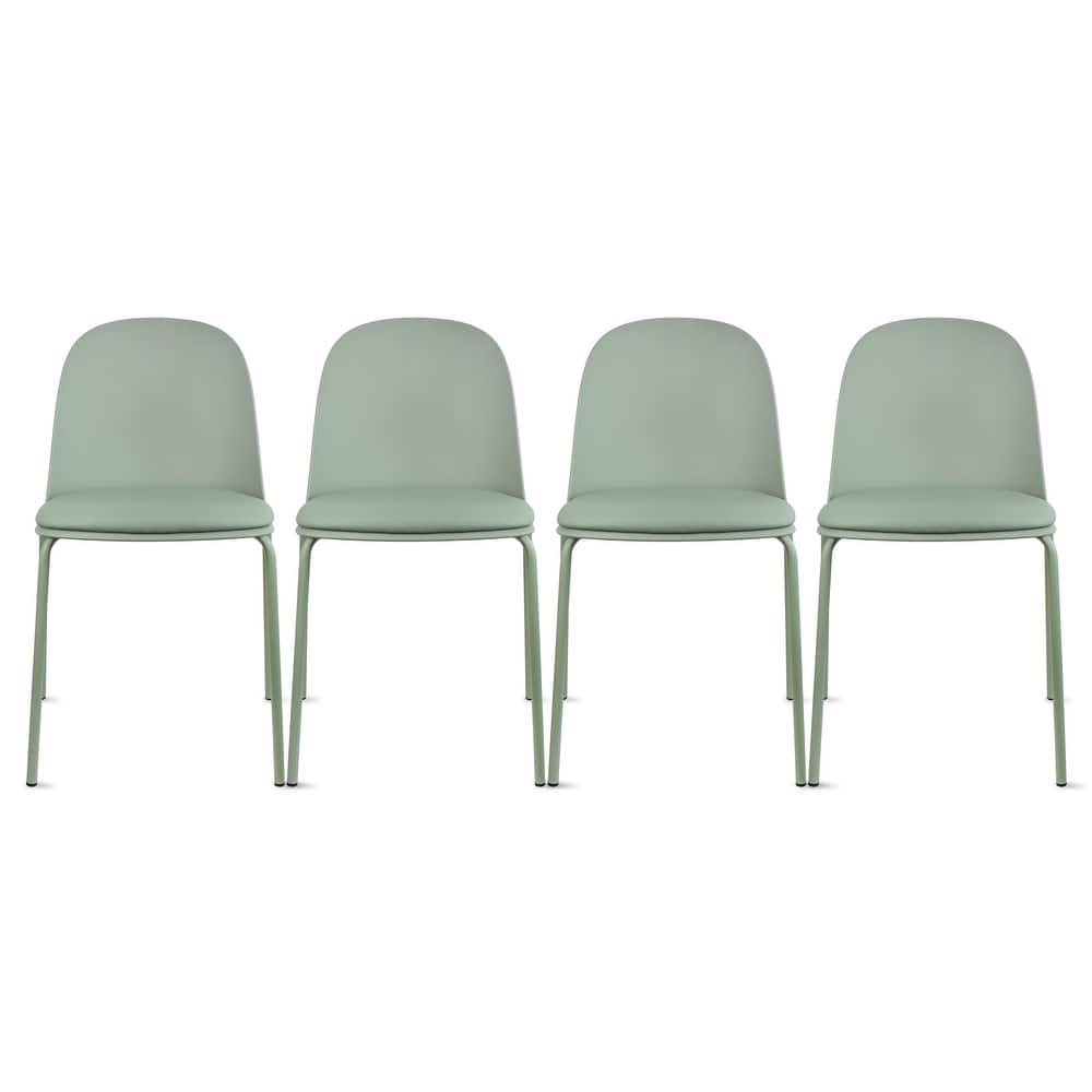 Set of 4 Plastic Dining Chairs Padded Seat Cushion For Kitchen Outdoor Patio Office Waiting Room Breakroom Guest