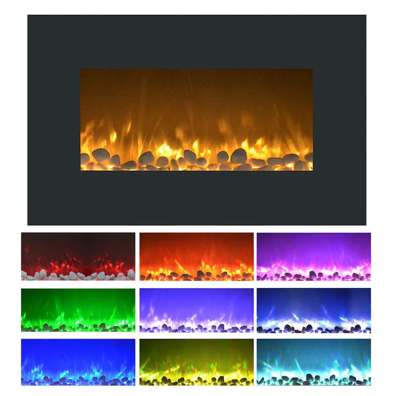 Northwest 36 inch Fireplace Color Changing Wall Mount Floor Stand