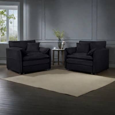 2-Pieces Chenille Accent Sofa Chair Set of 2 with Oversized Armchairs and 29.92" Deep Seats (800lb Capacity)