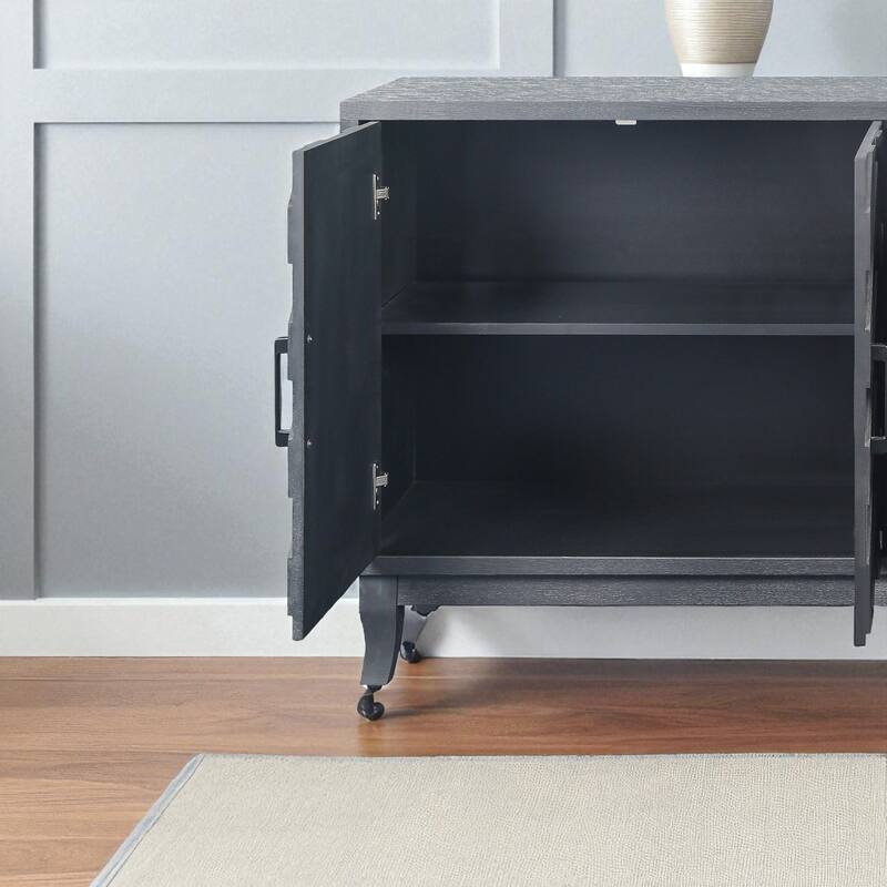 Vintage Style 4-Door Buffet Sideboard Cabinet with Adjustable Shelves and Lacquered Finish.