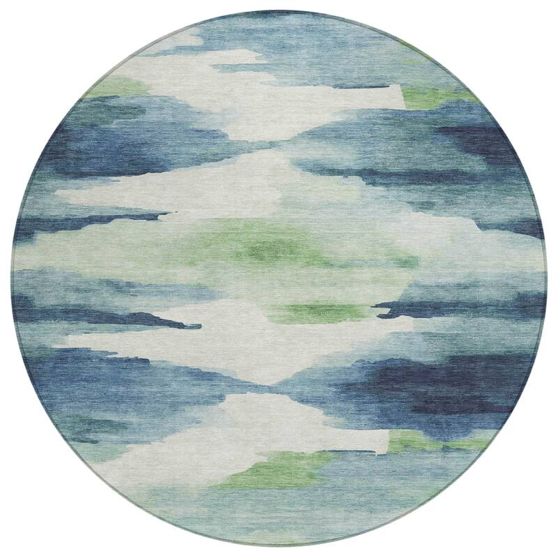 Machine Washable Indoor/ Outdoor Abstract Watercolor Chantille Rug