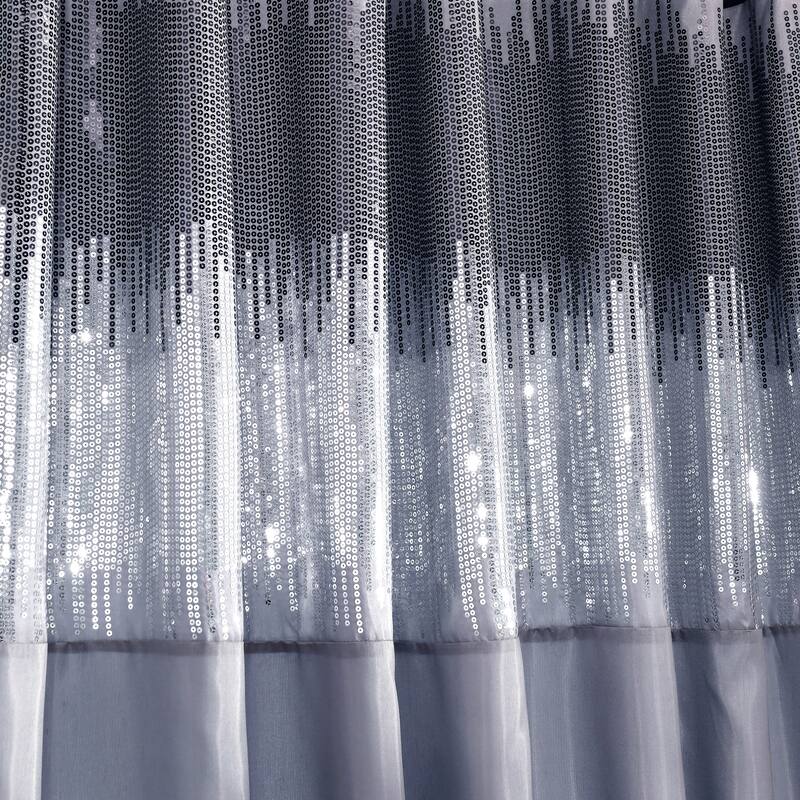 Silver Orchid Page Two-tone Faux Silk Glamorous Sequins Sparkle Single Curtain Panel