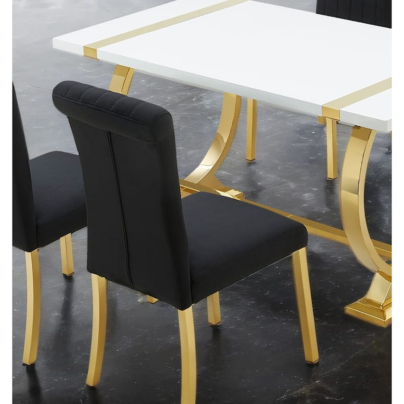 Upholstered Side Chairs Set Modern Black Finish