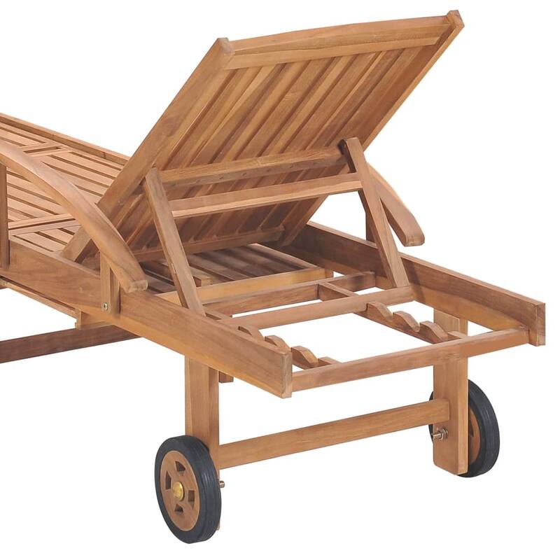 vidaXL Patio Lounge Chair Outdoor Sunbed Sunlounger with Cushion Solid Teak - 76.8" x 23.4" x 13.8"