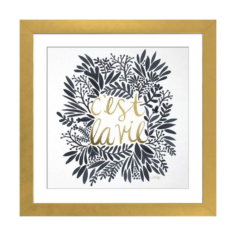 iCanvas "C'est La Vie Grey" by Cat Coquillette - Gold - 16x16x1