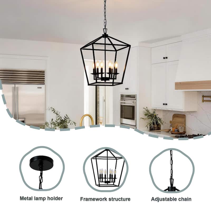 6 Matte Black Light Pendant - 16"x16"x24"