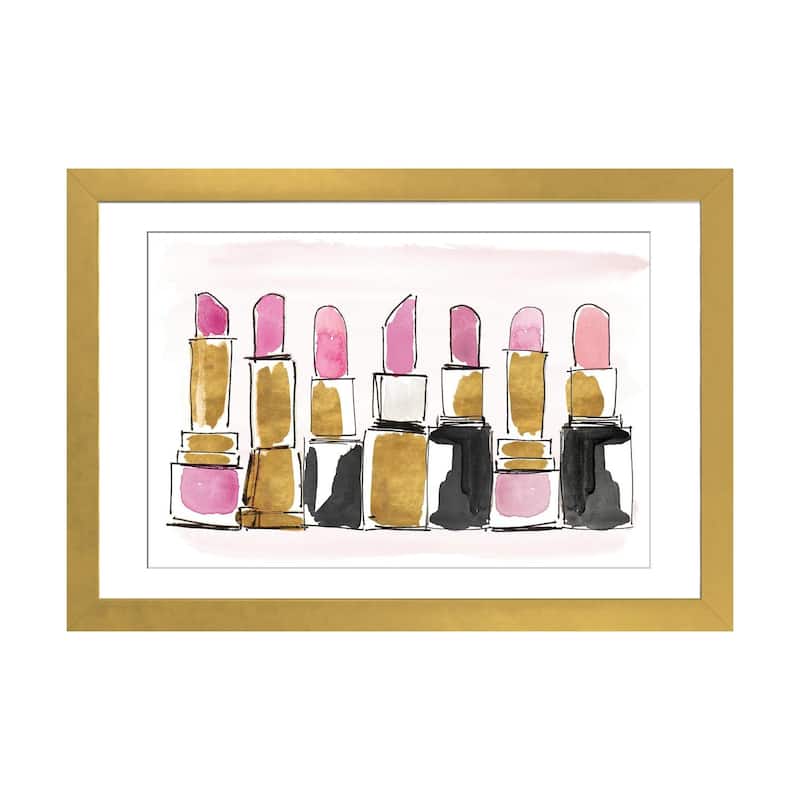 iCanvas "Watercolor Lipsticks" by Lanie Loreth - Gold - 16x24x1