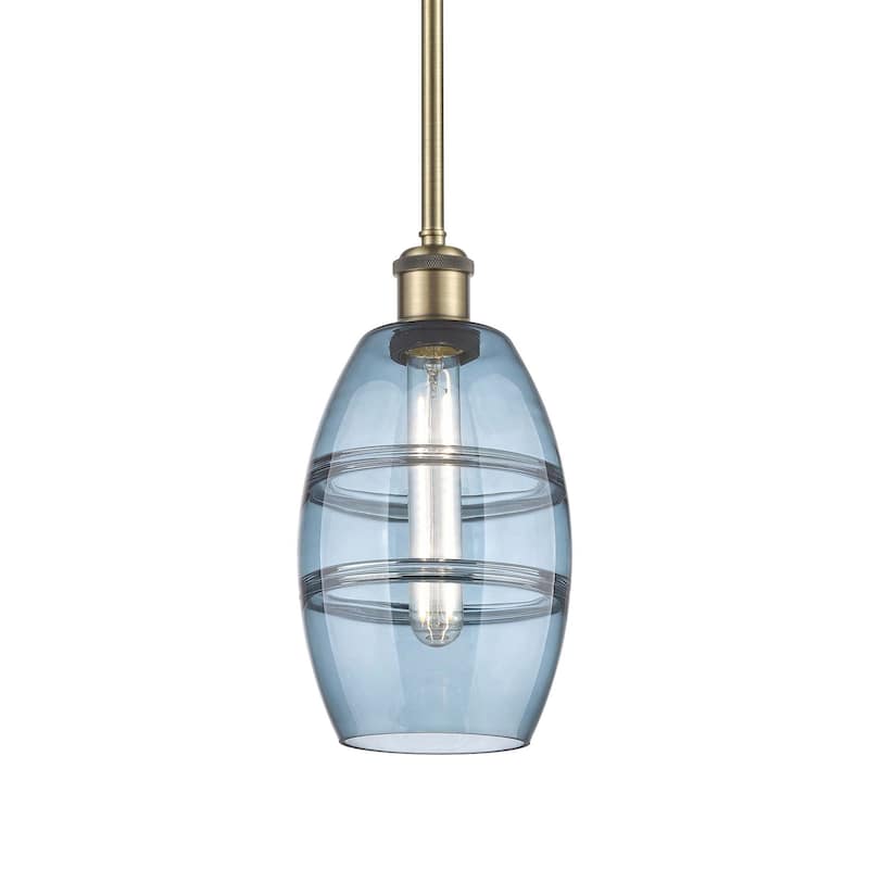 Innovations Lighting 516-1S-9-6 Vaz Pendant Vaz 6" Wide Mini Pendant - Antique Brass / Princess Blue