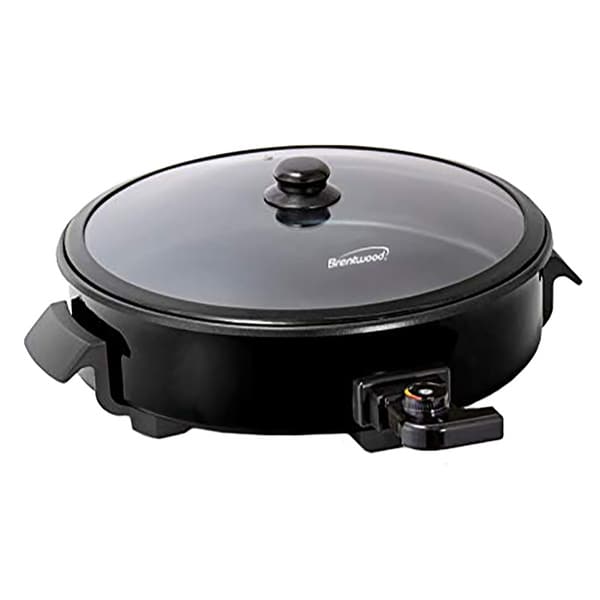 Brentwood 12 inch Round Non Stick Electric Skillet with Lid in