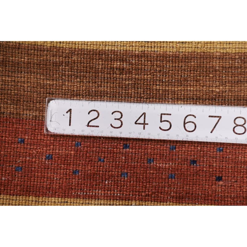 Striped Tribal Gabbeh Indian Area Rug Handmade Oriental Wool Carpet - 5'3"x 7'10"