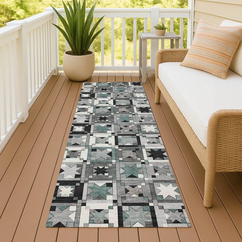 Machine Washable Indoor/ Outdoor Global Goddard Chantille Rug - Gray - 2'3" x 7'6"