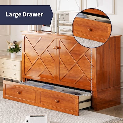 Mixoy Queen Size Murphy Bed Chest with Mattress and Storage