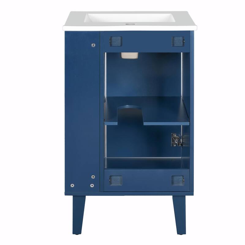 French Style 20-inch Freestanding Bathroom Vanity with Ceramic Sink