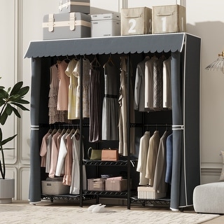 Heavy Duty Closet Organizer and Storage,Portable Garment Rack Clothes ...