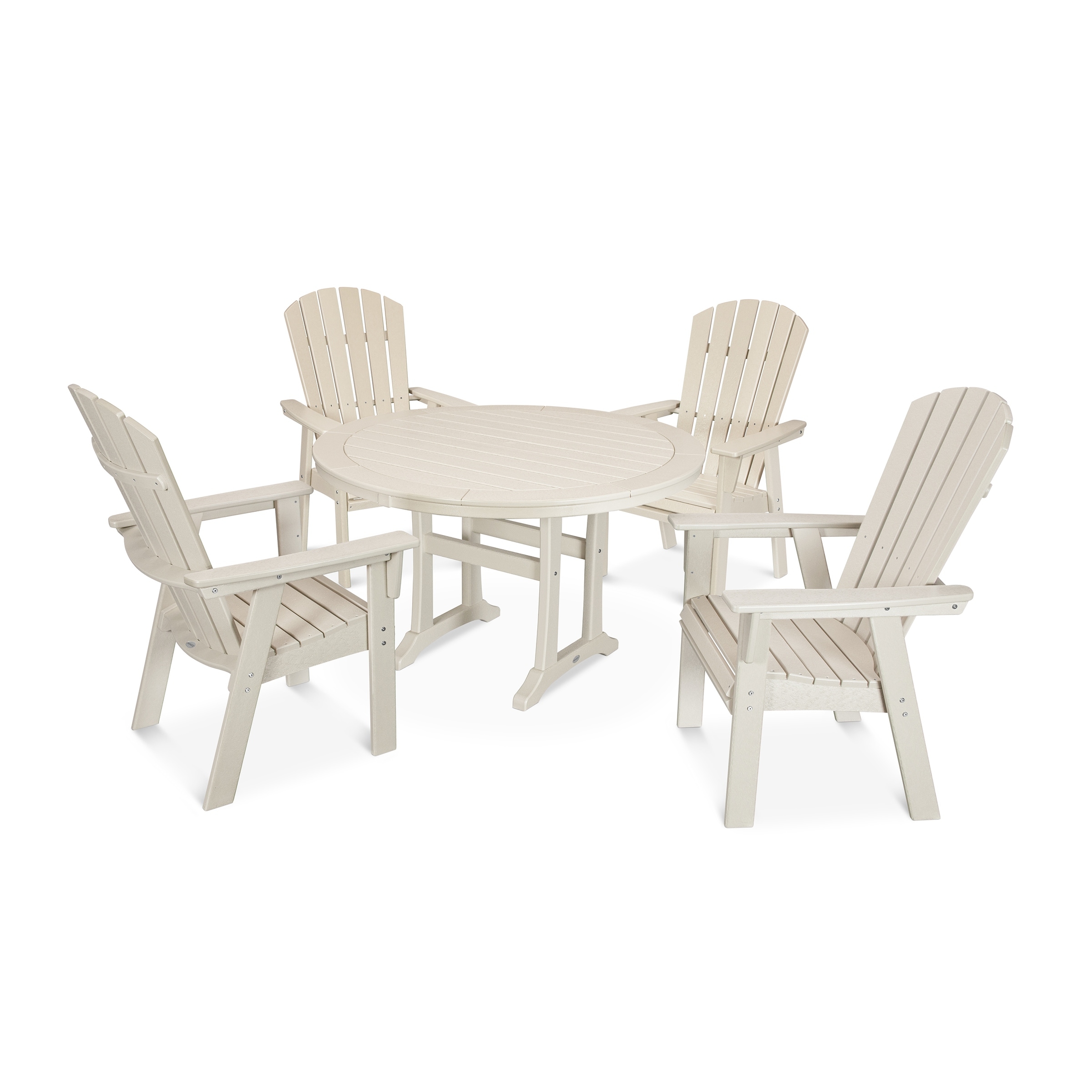 POLYWOOD Nautical Adirondack 5 Piece Round Trestle Dining Set