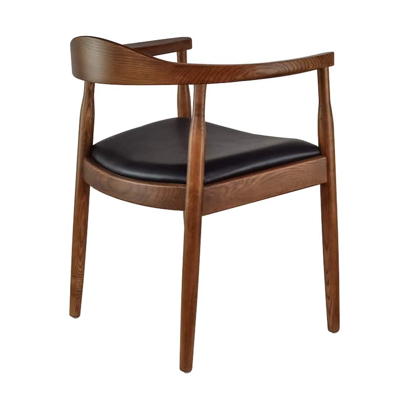 Solid Wood Elbow Kennedy Chairs Oak and Faux Leather Dining Armchair For Kitchen Bedroom Office
