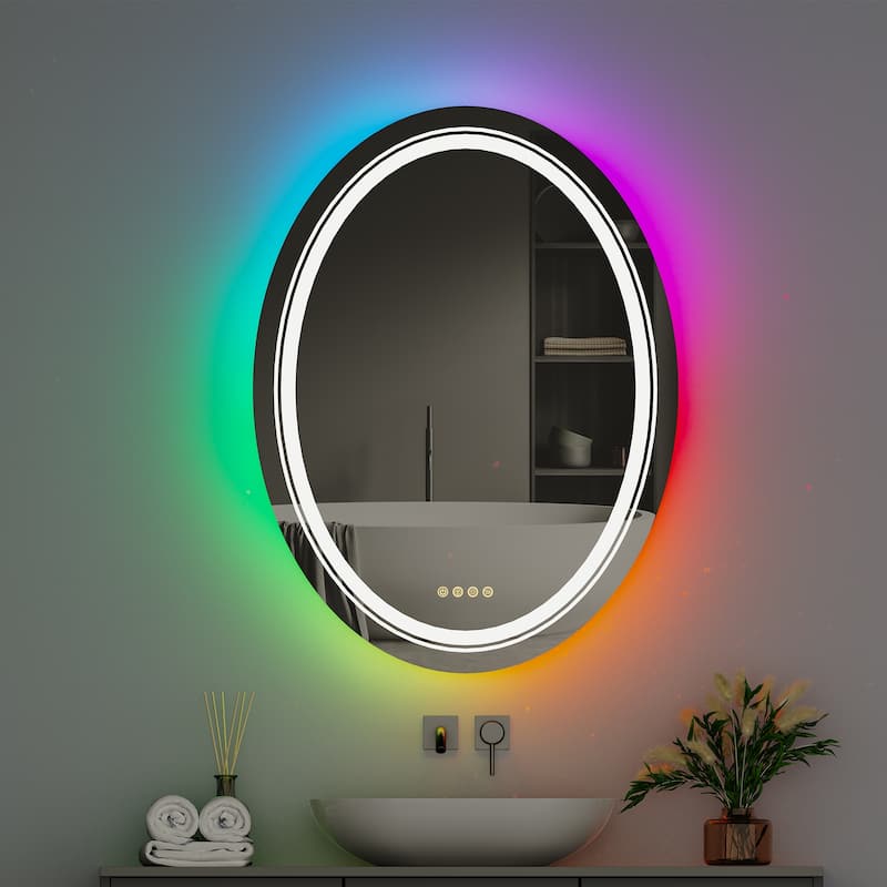 Oval RGB Lighting Wall Mirrors for Bathroom Vanity Mirror - 32" x 24"