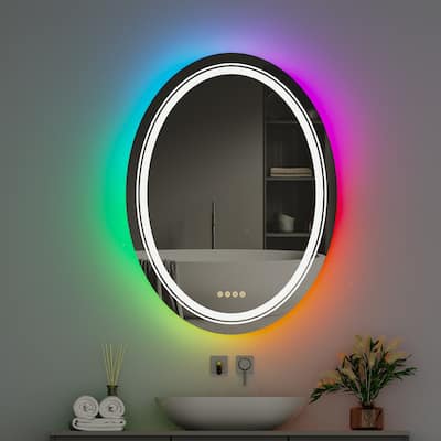 Oval RGB Lighting Wall Mirrors for Bathroom Vanity Mirror - 32" x 24"