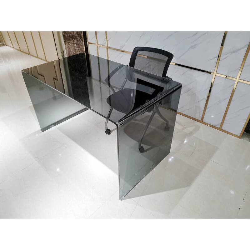 Creative Images Bent Clear Glass Office Desk Table