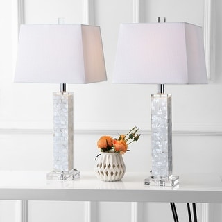 Verna 28.5" Seashell LED Table Lamp, White (Set of 2) by JONATHAN Y