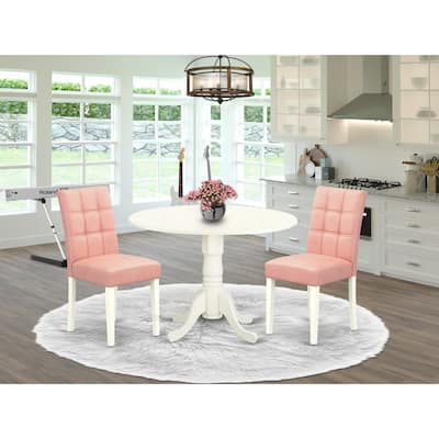 East West Furniture Dining Room Set Includes a Round Dining Table and Chairs, Linen White (Pieces Options)