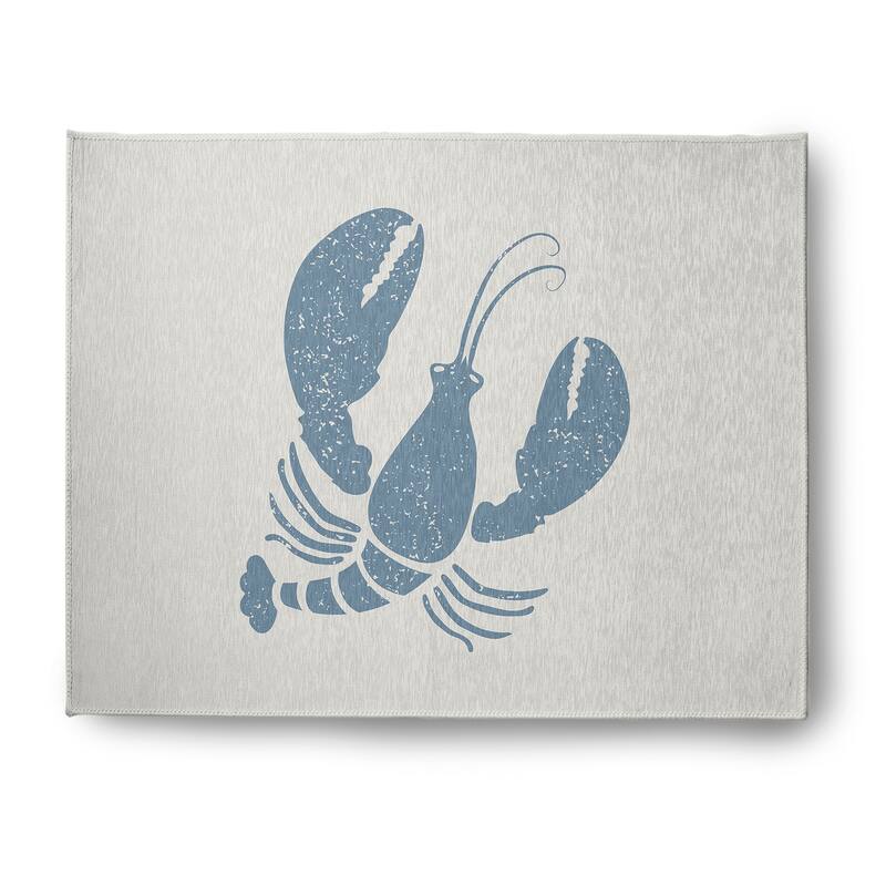 Lobster Nautical Chenille Rug - Dusty Smoke and White - 8' x 10'