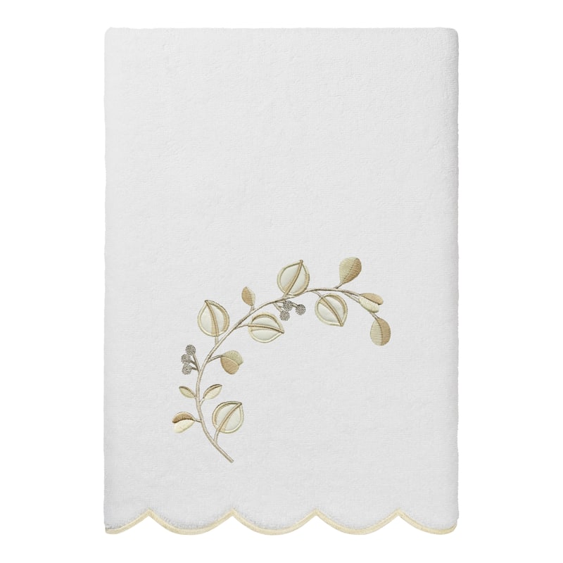 Authentic Hotel and Spa 100% Turkish Cotton WILD BRANCH Scallop Embellished Towel Collection