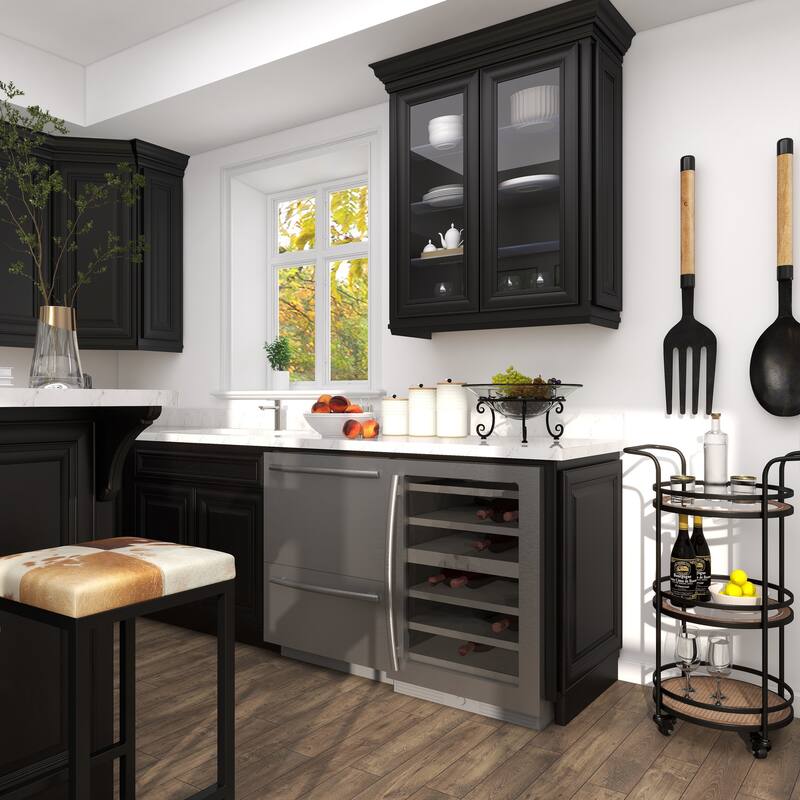 Clear Tempered Glass Kitchen Serving Bowl with Black Metal Scroll Stand