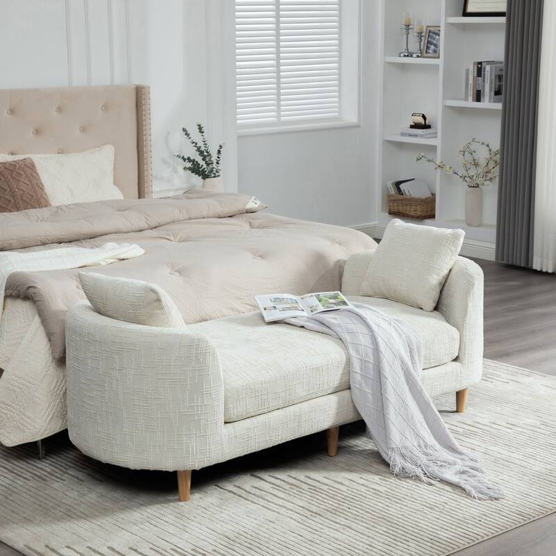 83.1" W Modern Upholstered Lounge Chair,Oversized Sofa Chair with Pillow and Armrests - Beige2