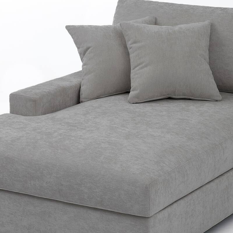 40.8"W Modern Chenille Upholstered Chaise Lounge with Pillow