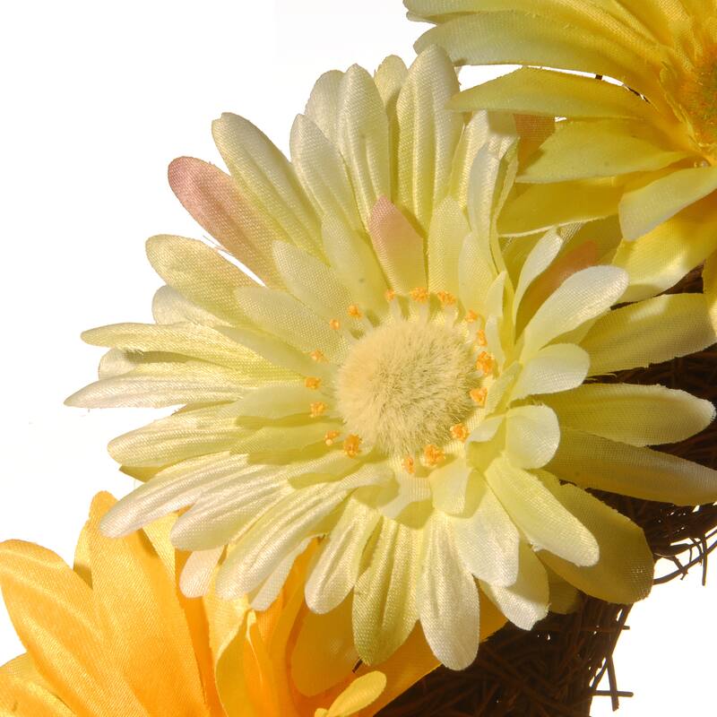 National Tree Company 19 inch Artificial Spring Wreath with Yellow Cosmos Flowers, Realistic Floral Decoration for Front Door