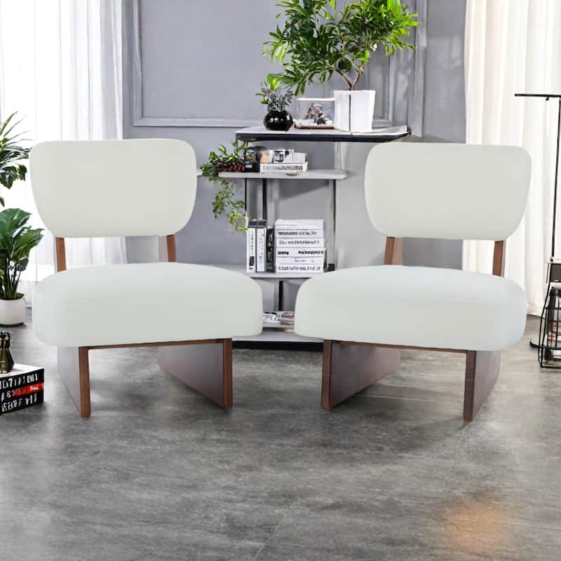 Polyester Lounge Chairs (Set of 2）with Black Wood Base, Minimalist Design, and Ergonomic Comfort